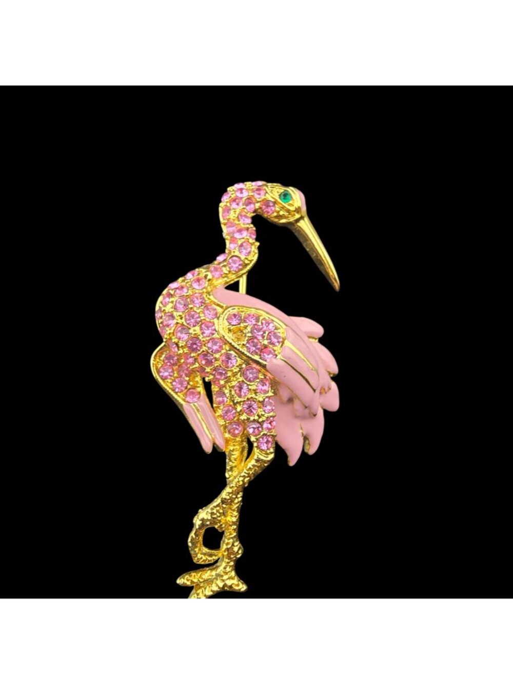 Vintage Gold & Rhinestone Animal & Floral Brooch Set - Owl Flamingo Flowers READ - Picture 6 of 16